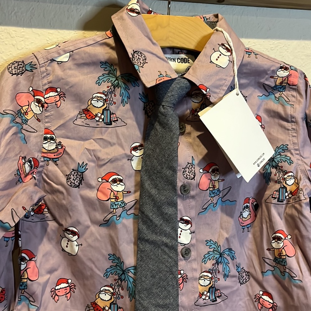 Christmas SVRN Code Santa Button Down and Tie size 5